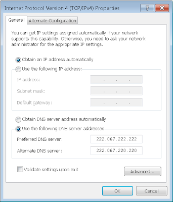 Open DNS Windows 7