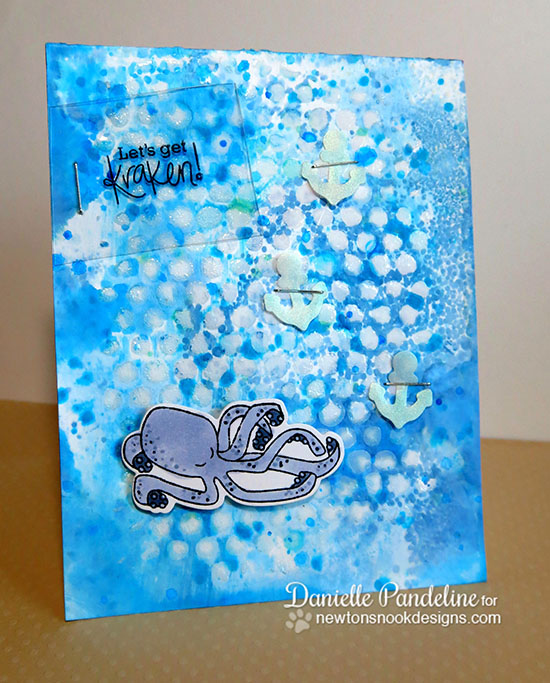Kraken Nautical card by Danielle Pandeline | Message in a Bottle Stamp set by Newton's Nook Designs