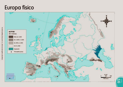 Mapa mudo de Europa.