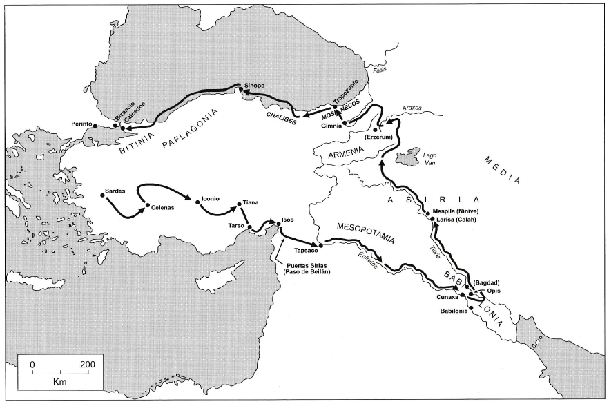 Mapa da expedición da Anábasis