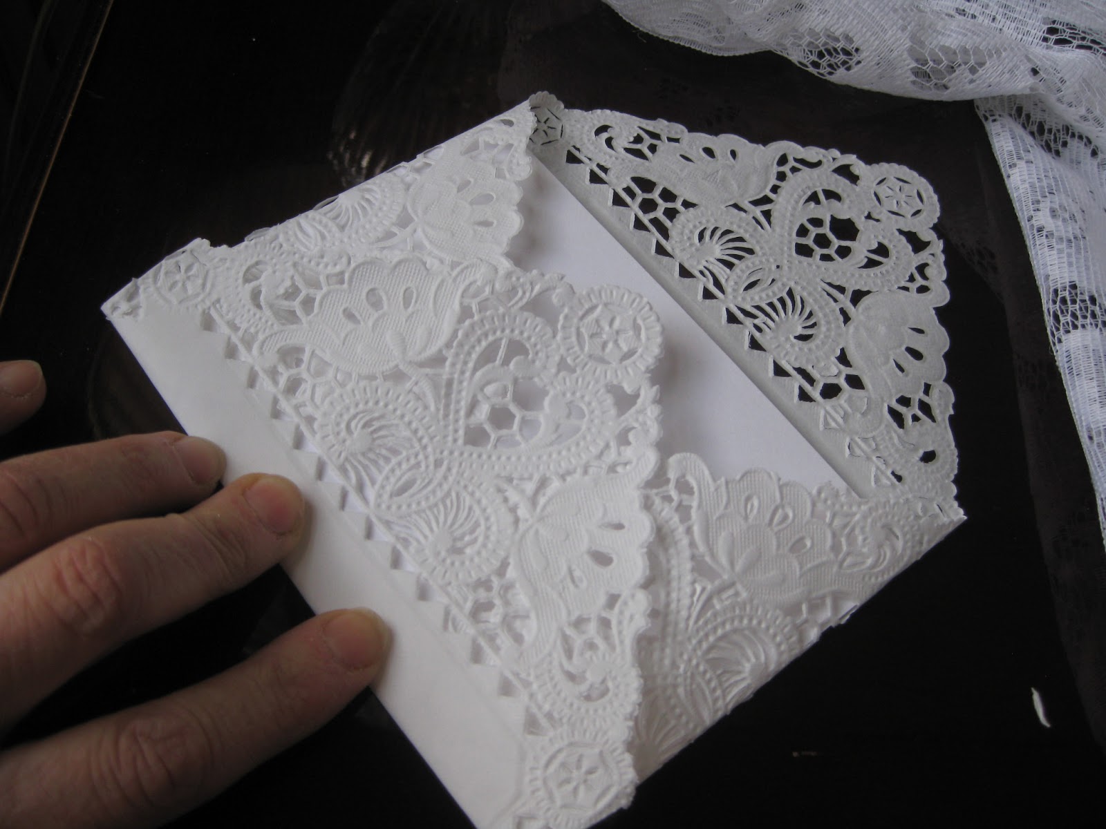 DEVOTED2DOILIES SQUARE PAPER DOILY LACE WEDDING ENVELOPES