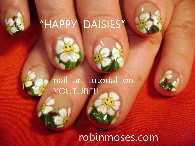 nail art daisies with faces nail art marbled nail art without water