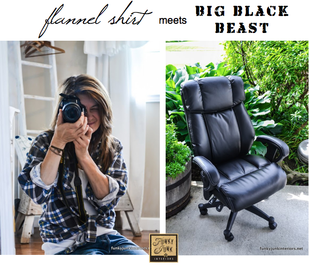 Flannel Shirt meets Big Black Beast (new comfy office chair) Funky Junk InteriorsFunky Junk