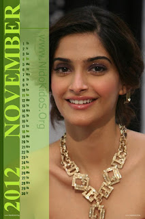 Sonam Kapoor Desktop Calendar 2012