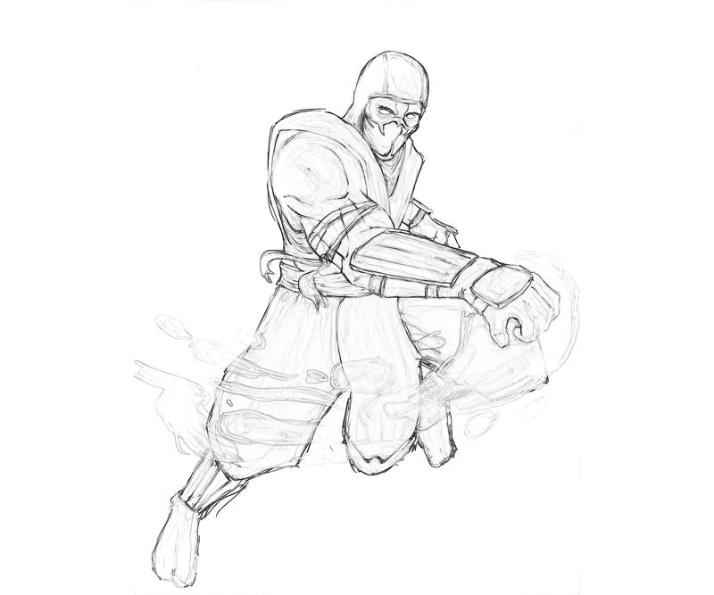 Mortal Kombat Rain Sketch Coloring Page