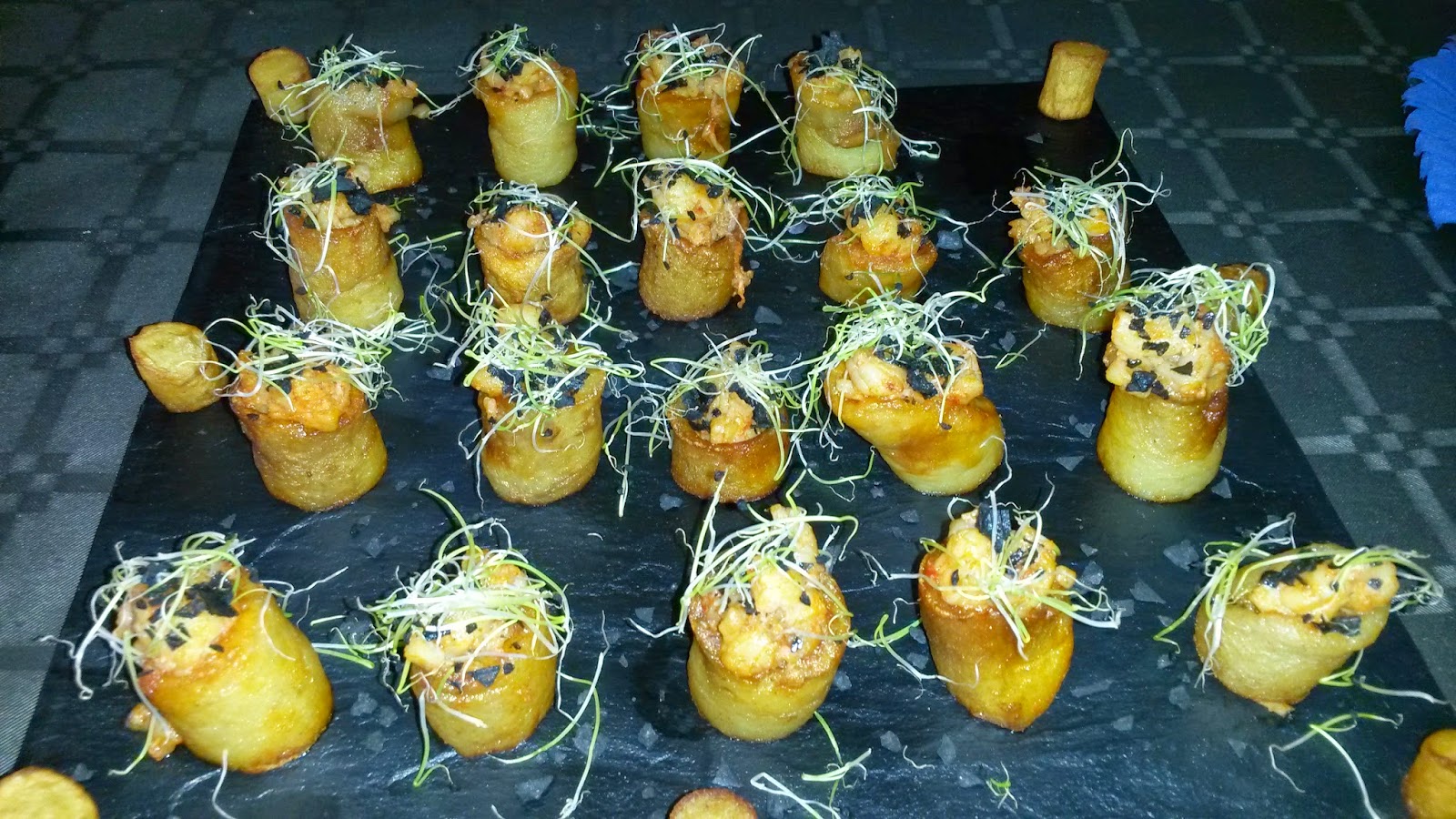 Chupitos de Patata con Gambas al Pil Pil