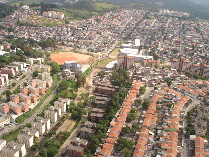 Vista aérea da região onde será implantado o Parque Linear Ribeirão do Jáguaré