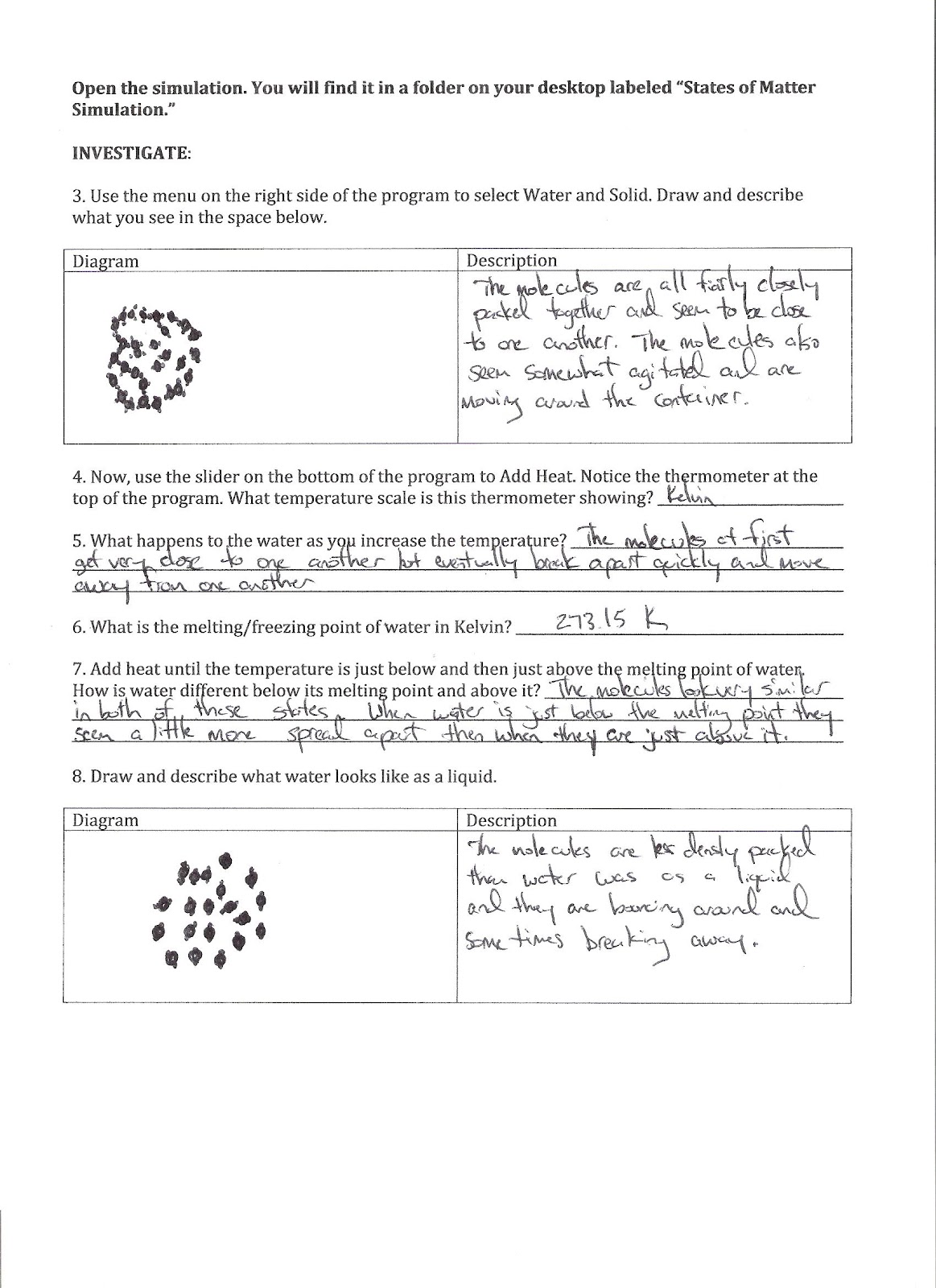 Visualizing Chemistry: Activity 22: States of Matter and Intended For States Of Matter Worksheet Chemistry