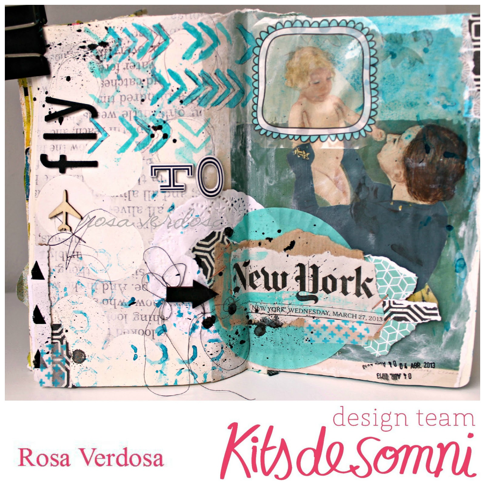 Art journal New York en turquesa rosa verdosa