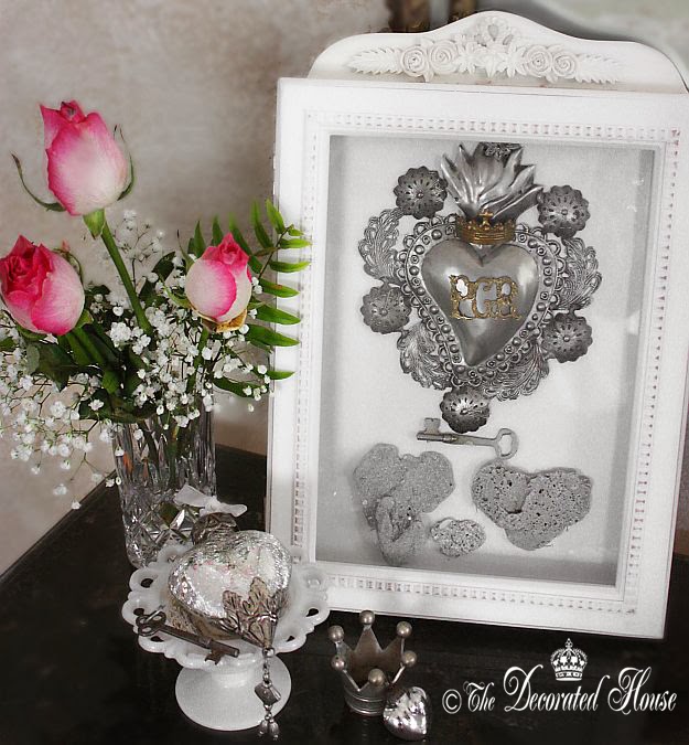 The Decorated House ~ Valentine's Day Decorating - Roses - Mercury Glass - Heart Stones and Ex Voto