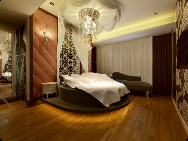 дизайн спальни с круглой кроватью фото