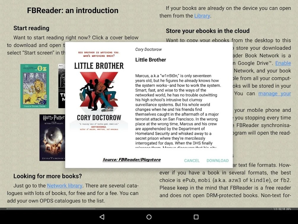FBReader ebook reading android app