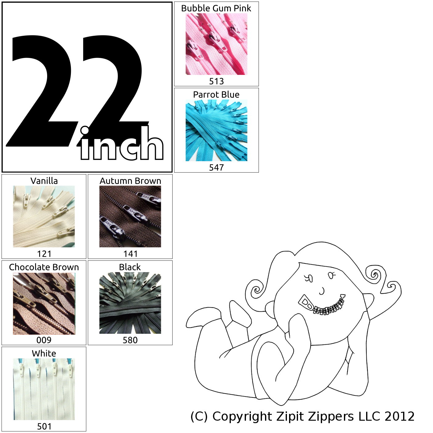 Zip It Zippers Zipit Zippers 3 Coil YKK Zipper Color Charts By Size