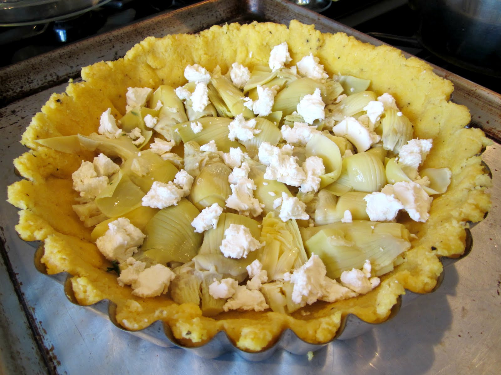 It's Tuesday Artichoke Tart with Polenta Crust