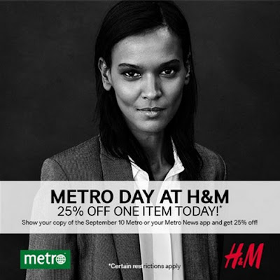 H&M 25% Off One Item Coupon Metro Day