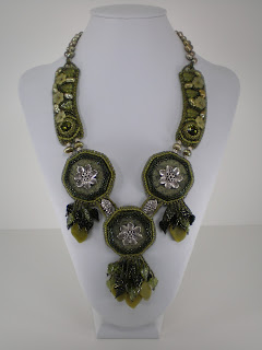 ( bead embroidered necklace: olivine's garden )