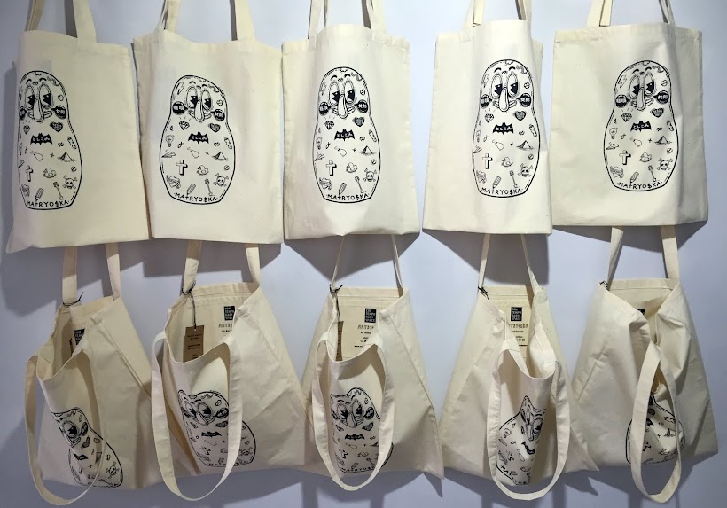 Limited edition screen printed bags with MATRYO$KA graphic designed by Kokimoto. SOLD OUT!