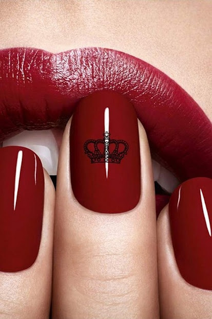 dark red lips nail paint lipstick