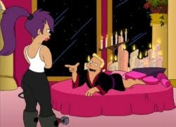 Zapp Brannigan tries to seduce Leela