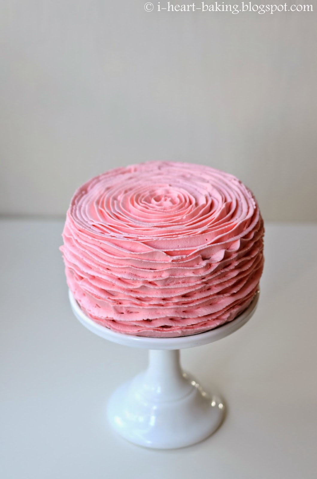 i heart baking! pink velvet ruffle cake with strawberries