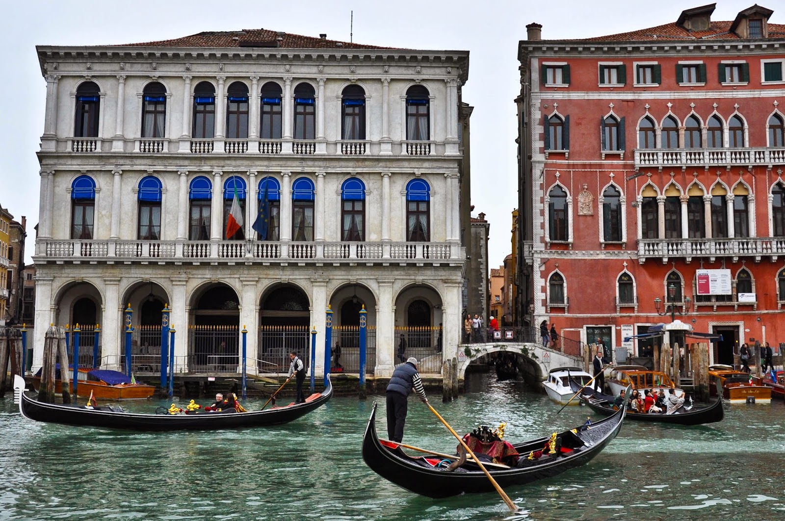 Gondola rush hour in Venice