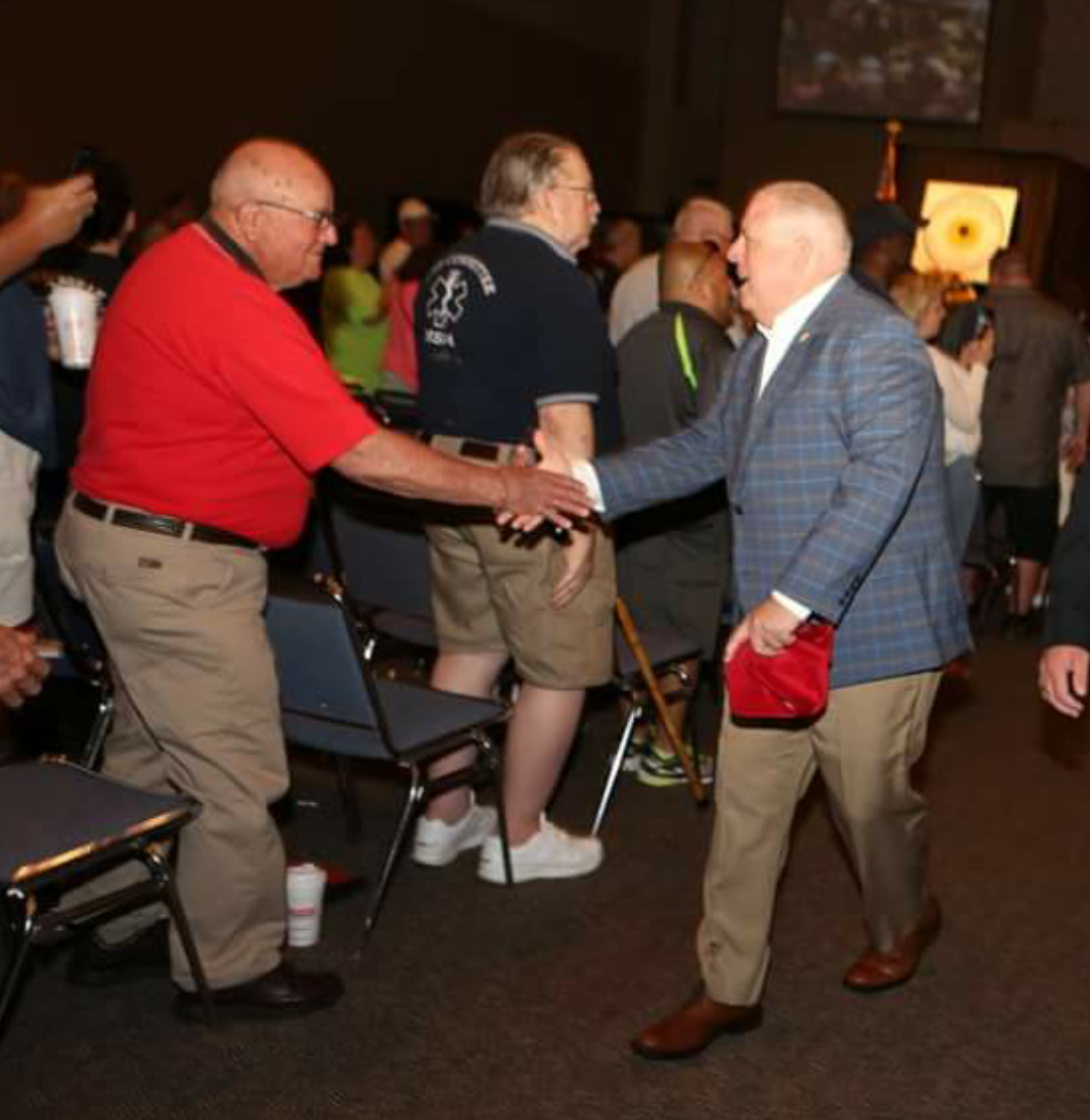 longstanding westminster fire co member fred plunkert helps welcome md gov larry hogan to this year s annual maryland state firemen s association longstanding westminster fire co member fred plunkert helps welcome md gov larry hogan to this year s annual maryland state firemen s association