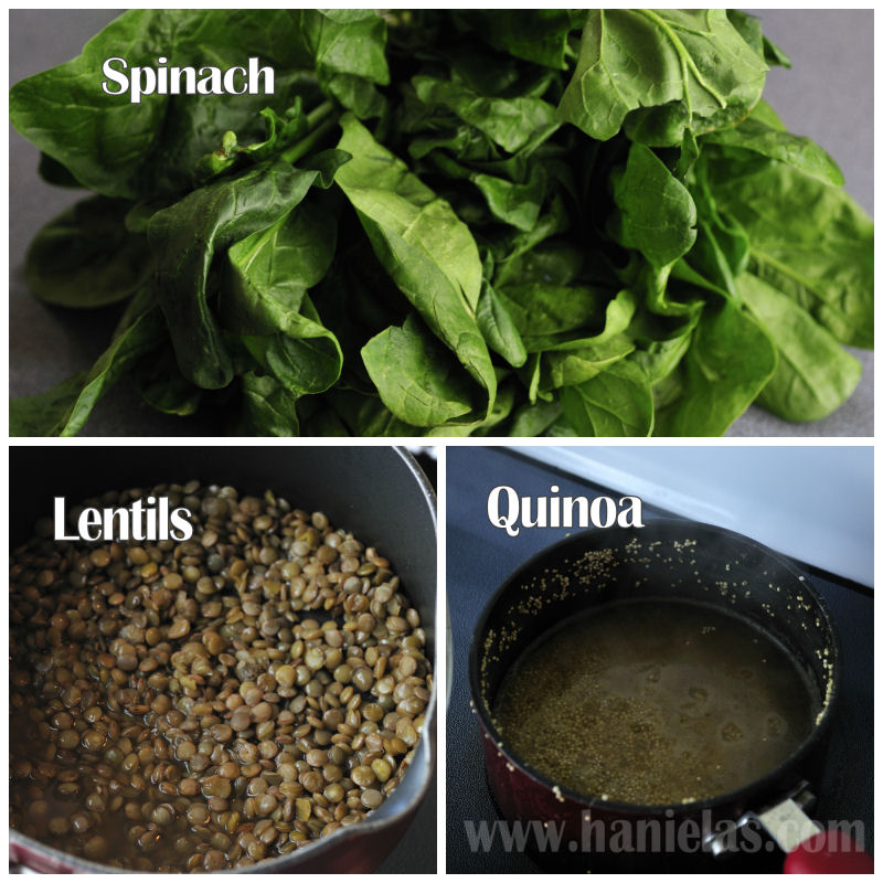 Haniela's Spinach Lentil Quinoa Cakes with Radish Chives Cream