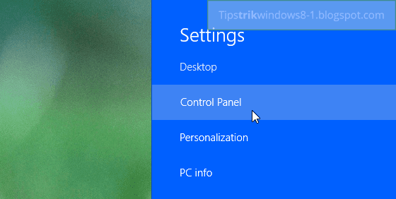 klik control panel di windows 8.1