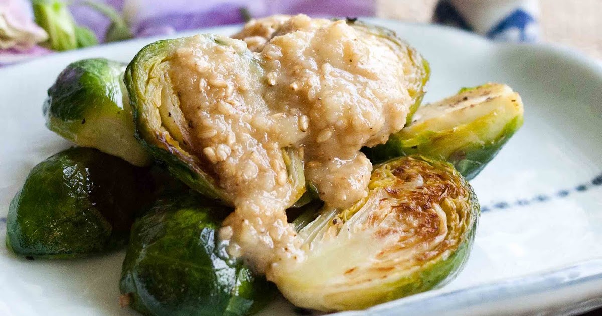 FOODjimoto Roasted Brussel Sprouts with Sesame Miso Dressing