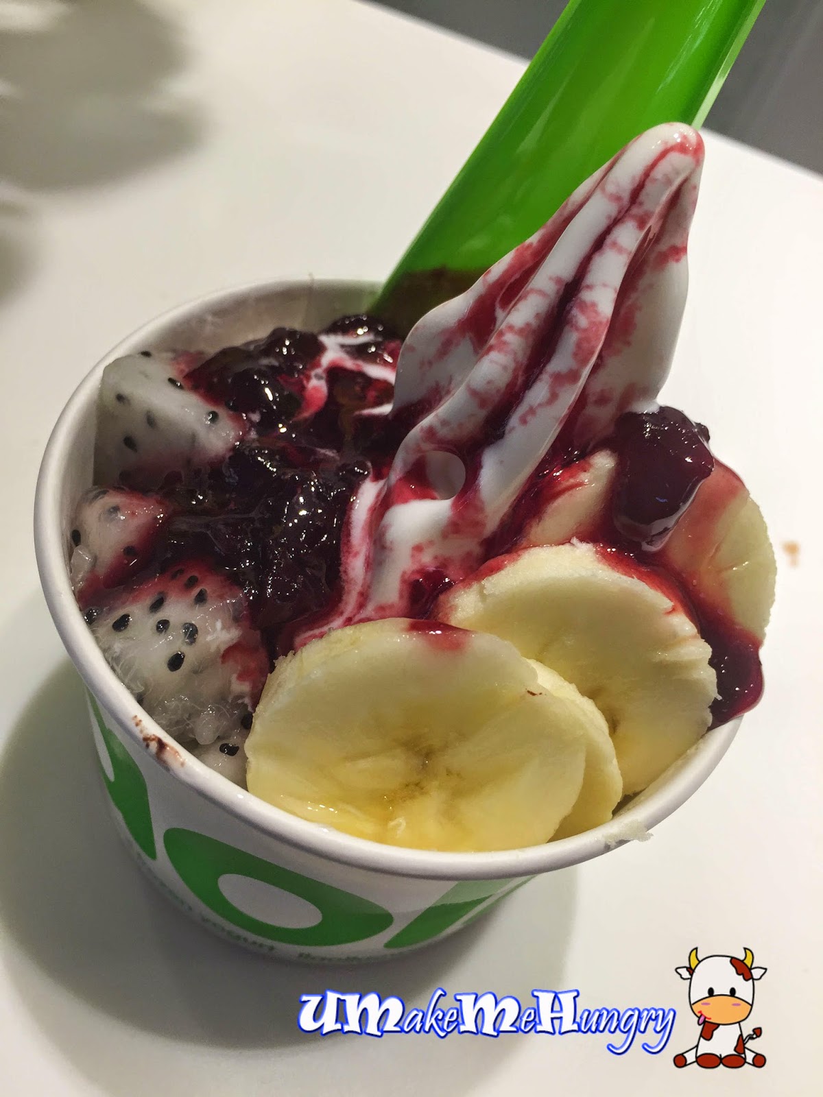 Frozen Yoghurt with fruits and sauce