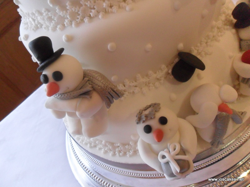 Snowman Themed Winter Wedding Cake