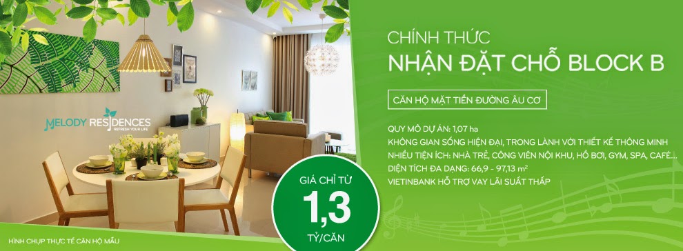 Căn hộ mặt tiền Âu Cơ - Melody Residences 1ty3/căn