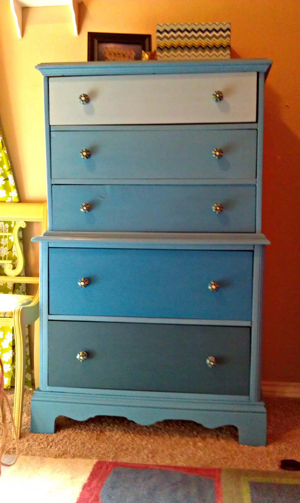 Saved By Suzy Blue Ombre Dresser With Homemade Chalk Paint