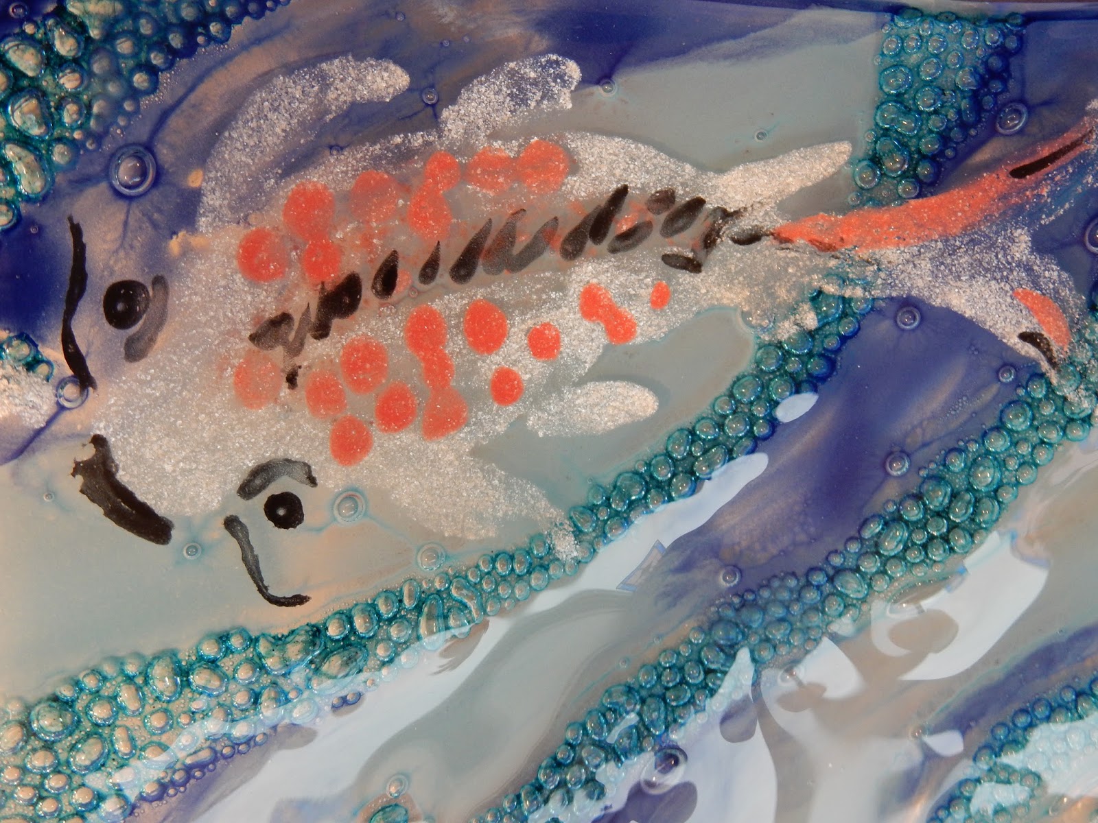 Dana Worley, Fused Glass Designs Fused Glass Koi Platter