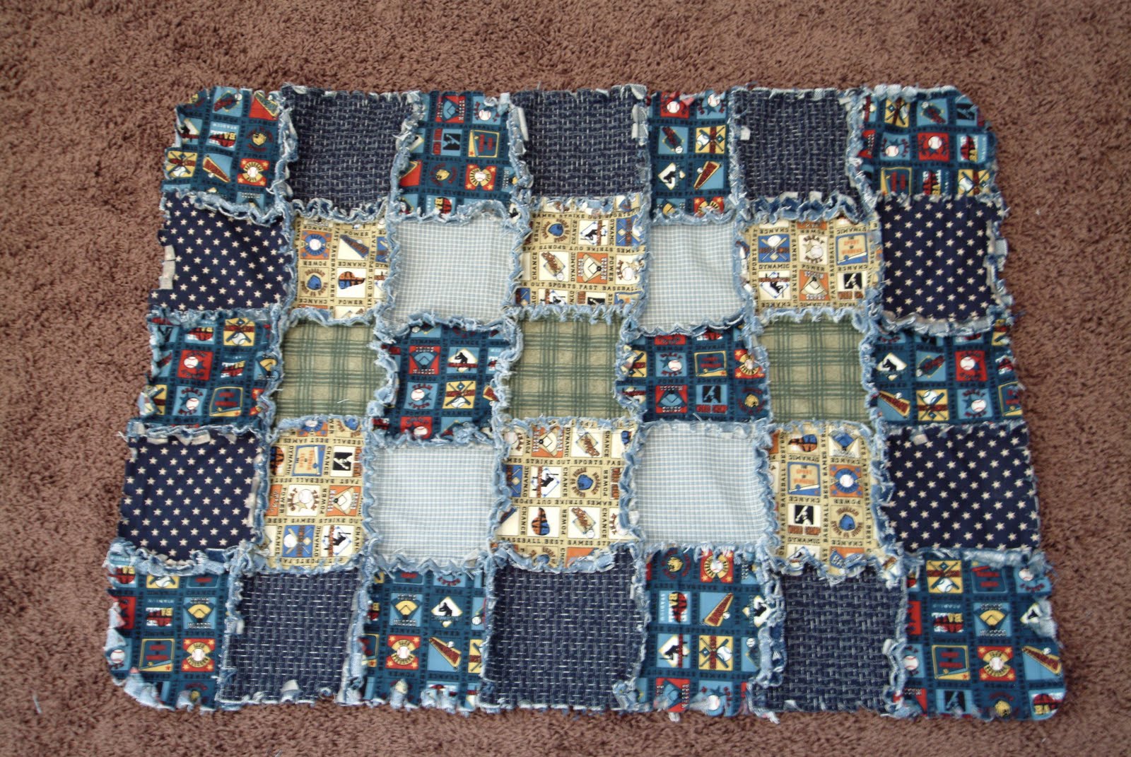 Mo Momma Sewing Baby Boy Denim Rag Quilt