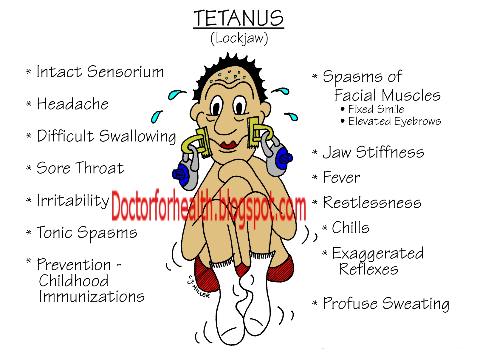 What are some signs of tetanus?