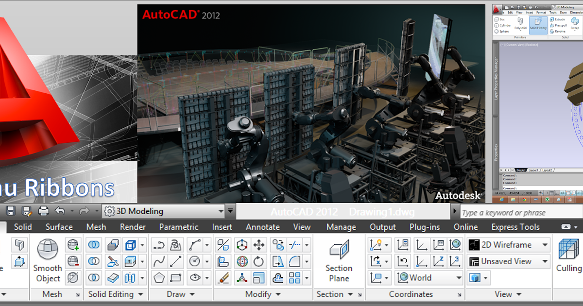 Design Of Drafter Membuat 3D dengan Icon Ribbon Autocad (Tab Home