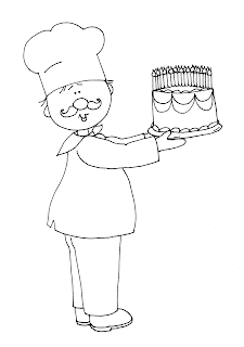 Free Dearie Dolls Digi Stamps: Chef with Cake