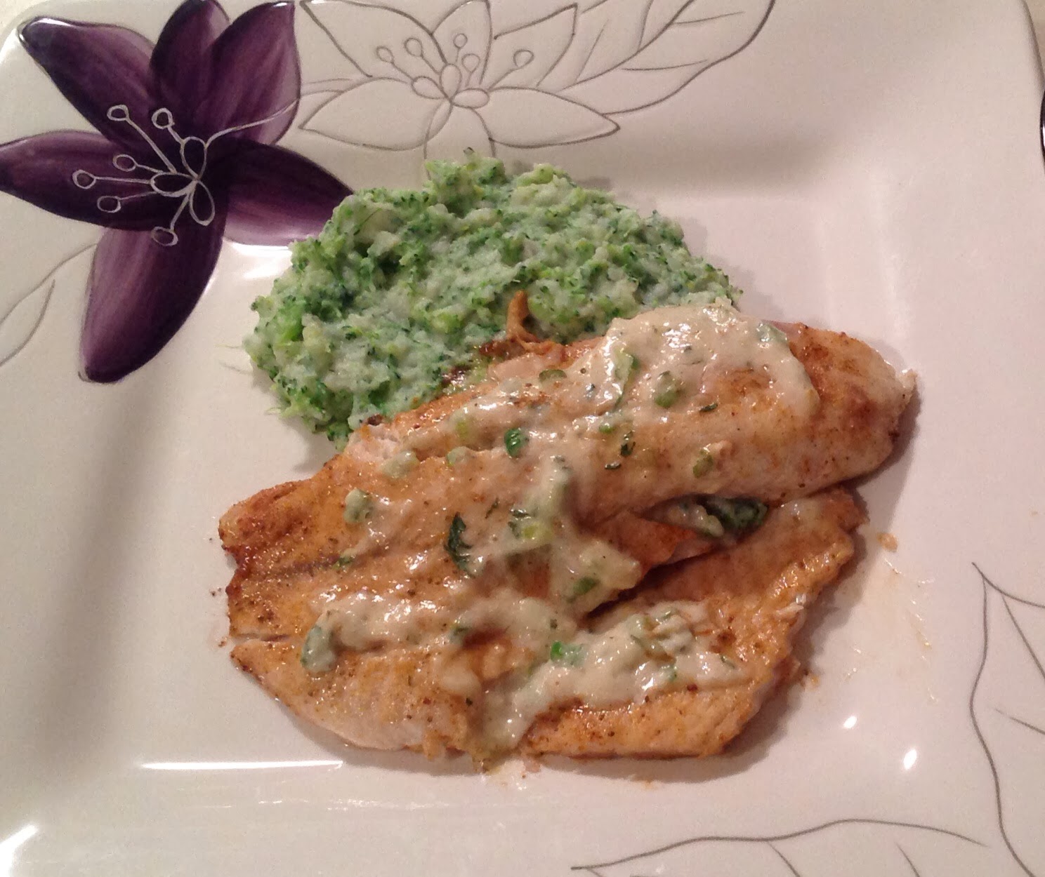 Hart Healthy Broiled Tilapia & Broccoli Potato Parmesan Purée