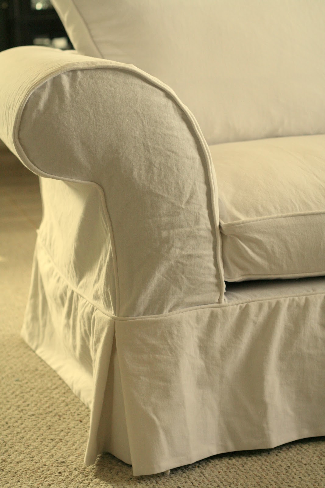 Custom Slipcovers by Shelley White Twill Couch