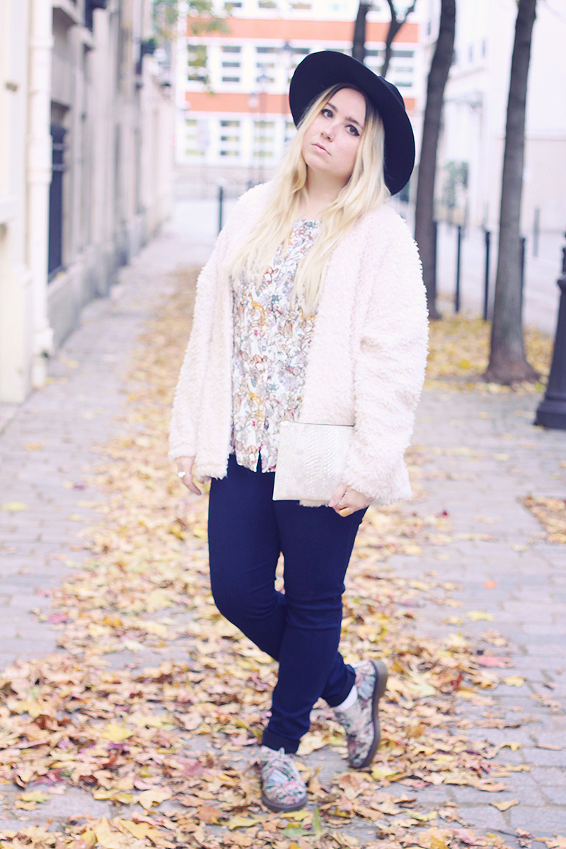 look outfit wide hat other stories fluffy cardigan dr martens