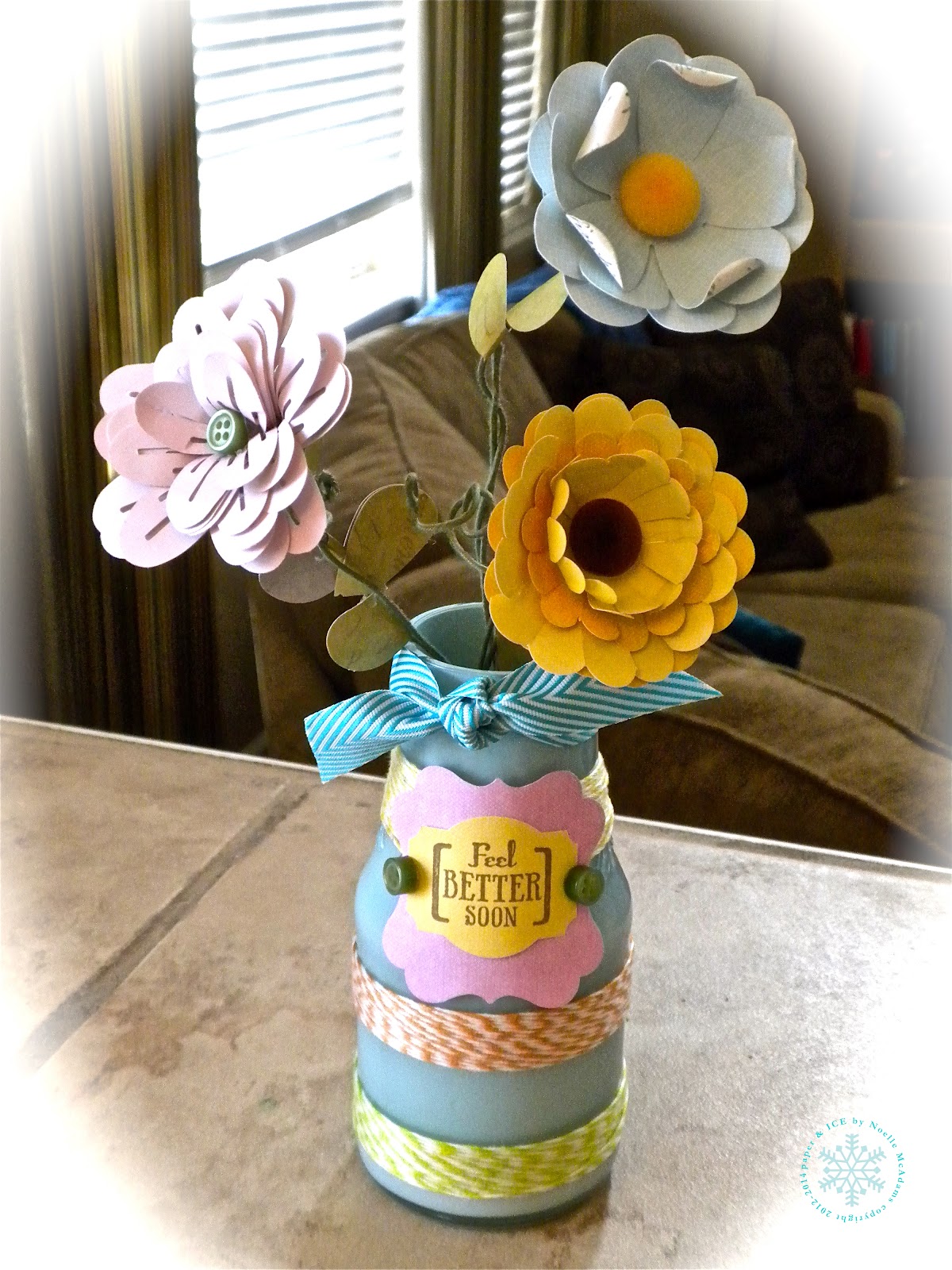paper & ICE Handmade paper flowers in a recycled vase (Spotted Canary