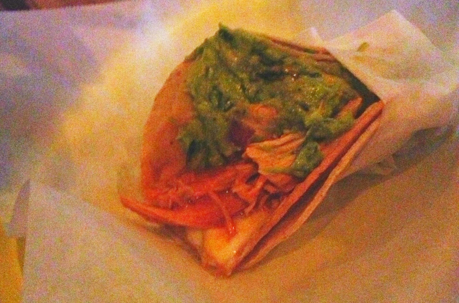 Becca's Chicken Taco - with guac, pinto beans, Monterey jack cheese Becca's Chicken Taco - with guac, pinto beans, Monterey jack cheese