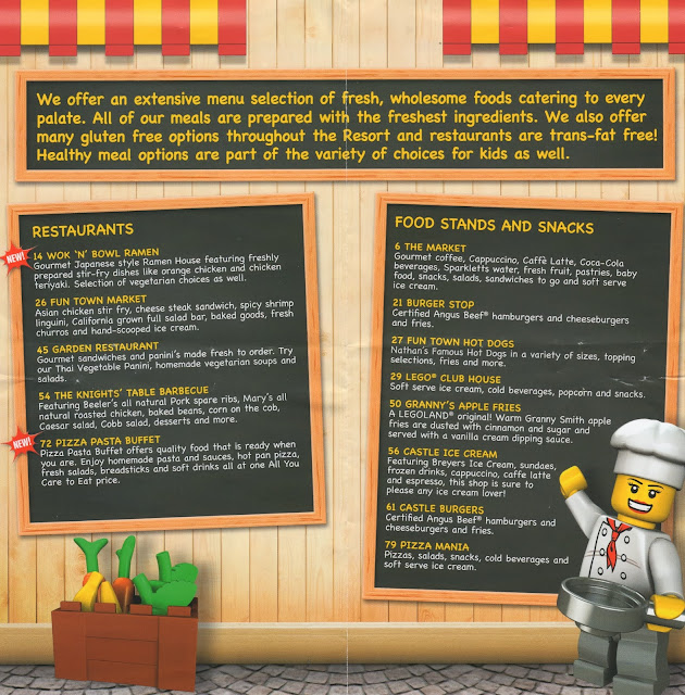 Legoland California Legoland Windsor Bricks Restaurant Menu
