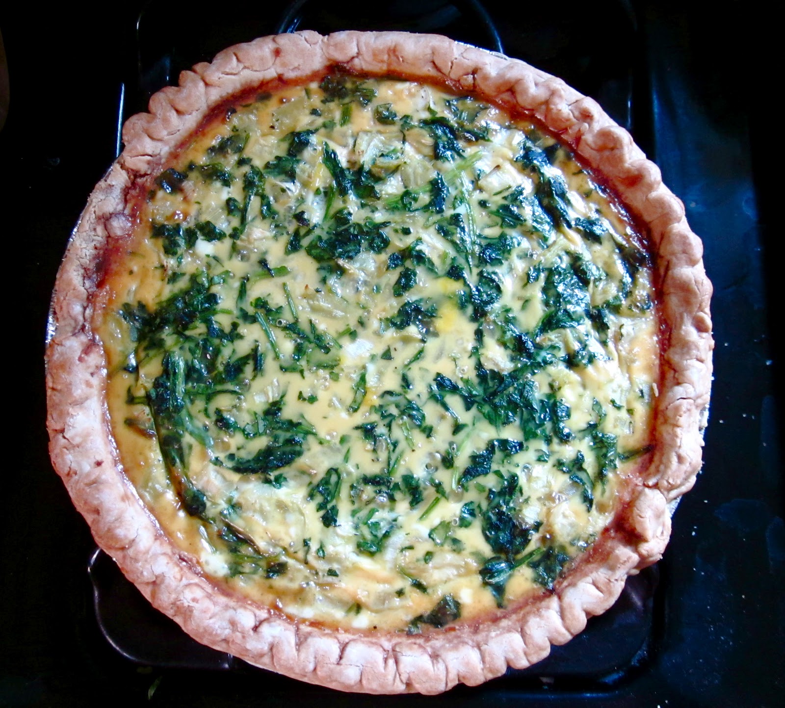 Bekka Bakes Goat Cheese, Leek and Spinach Quiche