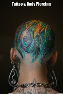 Full Color Head Tattoo Leaf Tattoo Design
