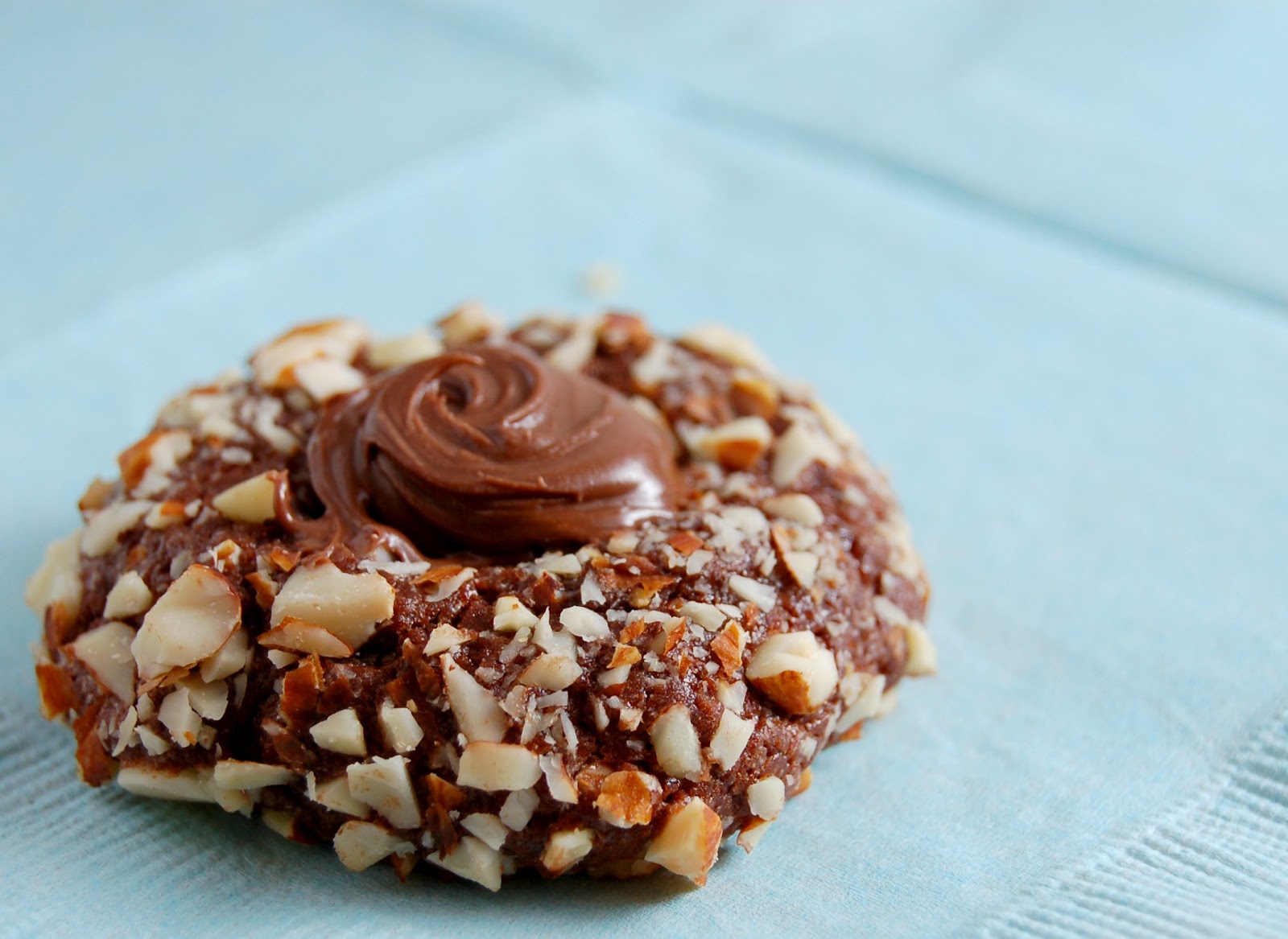Fudgy ChocolateAlmond Nutella Thumbprint Cookies A Kitchen Addiction