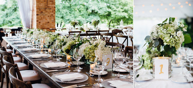 Green and White Wedding Reception