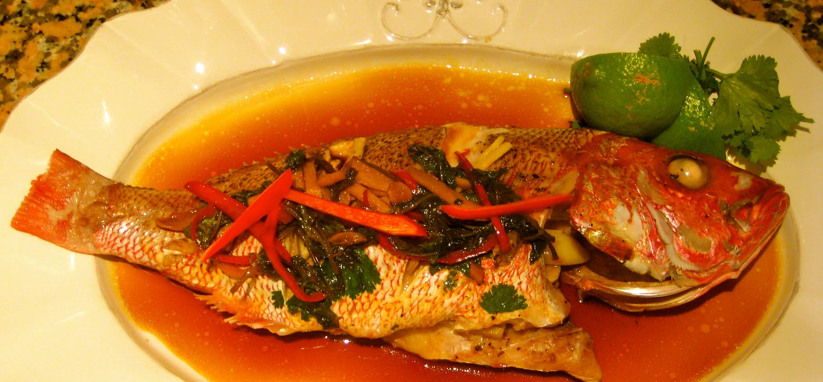 Cooked By Sara Mae Asian Steamed Snapper with Soy Sauce Broth