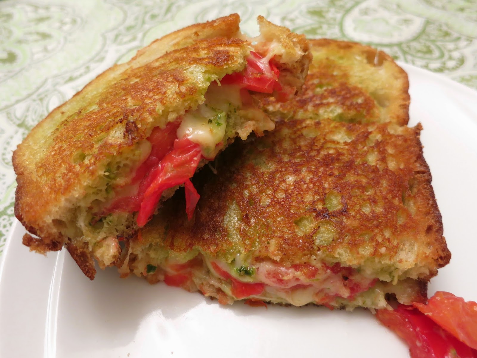 pieces of m Havarti + Tomato + Pesto Grilled Cheese Sandwich! [RECIPE]